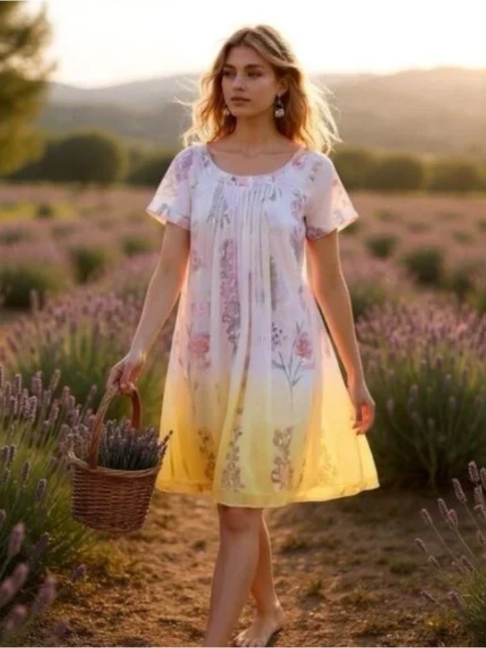 Anthropologie “HD in Paris” Pink-to-Yellow Ombre Short-Sleeve Dress